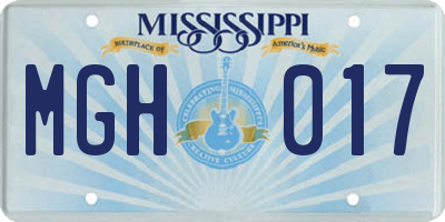 MS license plate MGH017
