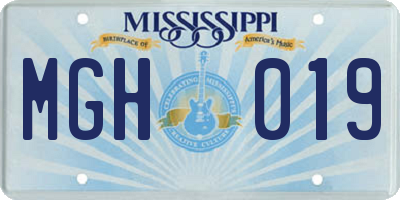 MS license plate MGH019
