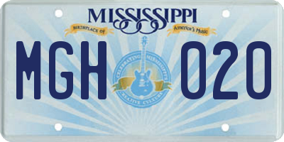 MS license plate MGH020