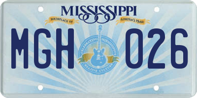 MS license plate MGH026