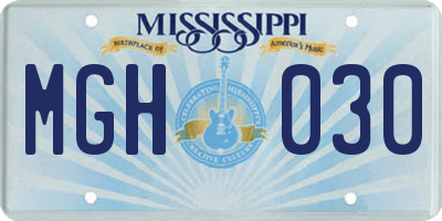 MS license plate MGH030
