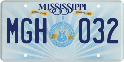 MS license plate MGH032