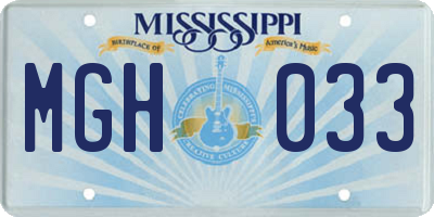 MS license plate MGH033