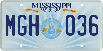 MS license plate MGH036