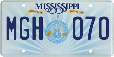 MS license plate MGH070