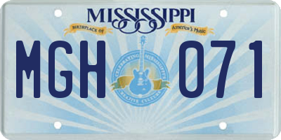 MS license plate MGH071