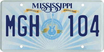 MS license plate MGH104