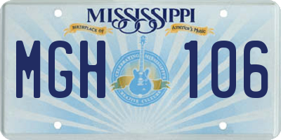 MS license plate MGH106