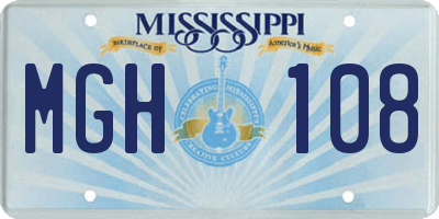MS license plate MGH108