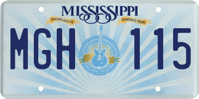 MS license plate MGH115