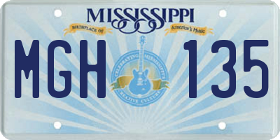 MS license plate MGH135