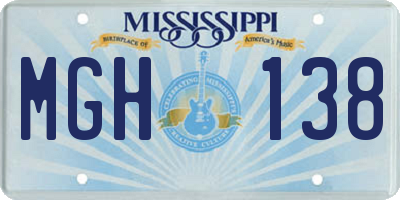 MS license plate MGH138