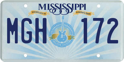 MS license plate MGH172
