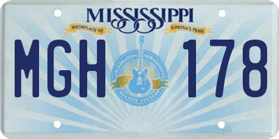 MS license plate MGH178