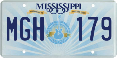 MS license plate MGH179