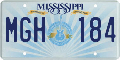 MS license plate MGH184