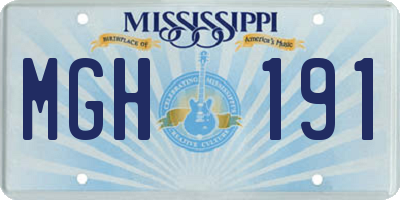 MS license plate MGH191
