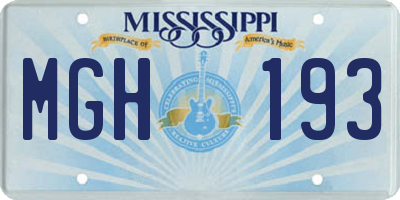 MS license plate MGH193