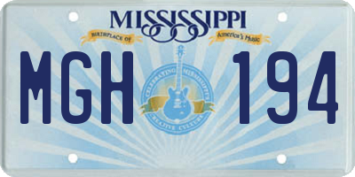 MS license plate MGH194