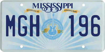 MS license plate MGH196