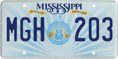 MS license plate MGH203