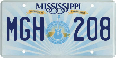 MS license plate MGH208