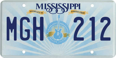 MS license plate MGH212