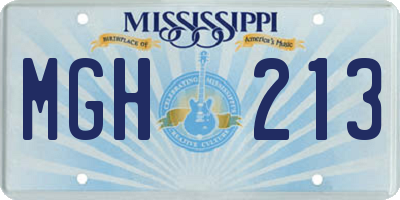 MS license plate MGH213