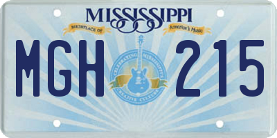 MS license plate MGH215