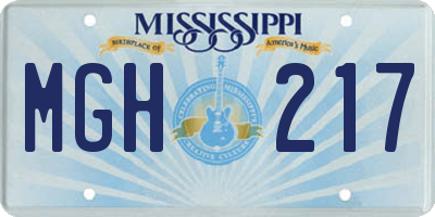 MS license plate MGH217