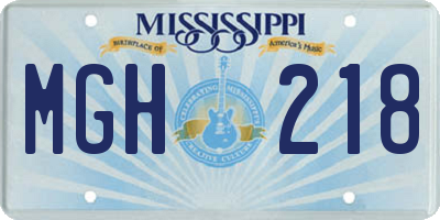 MS license plate MGH218