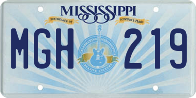 MS license plate MGH219