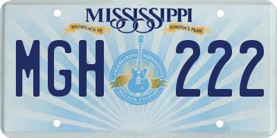 MS license plate MGH222