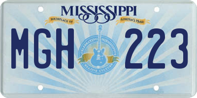 MS license plate MGH223