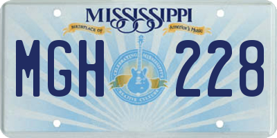 MS license plate MGH228