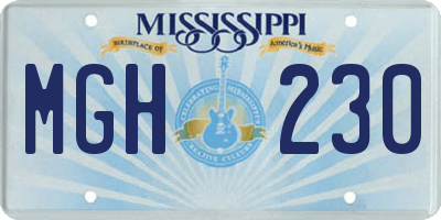 MS license plate MGH230