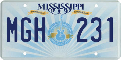 MS license plate MGH231