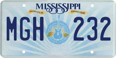 MS license plate MGH232