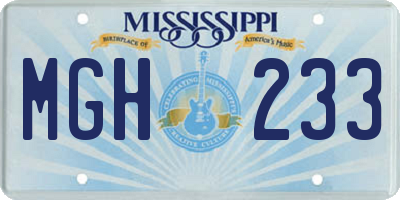 MS license plate MGH233