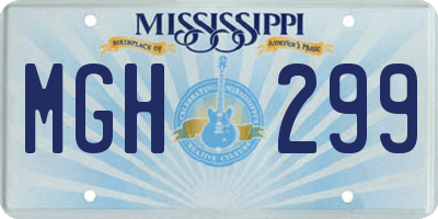 MS license plate MGH299