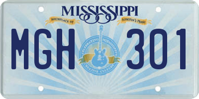 MS license plate MGH301