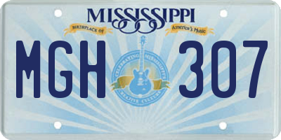 MS license plate MGH307