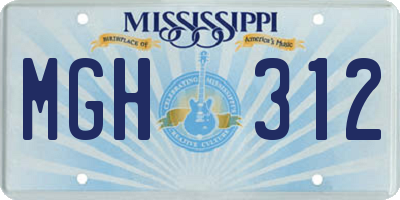 MS license plate MGH312
