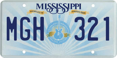 MS license plate MGH321