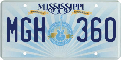 MS license plate MGH360