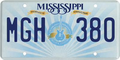MS license plate MGH380