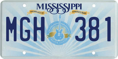 MS license plate MGH381