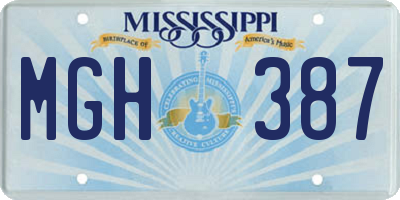 MS license plate MGH387
