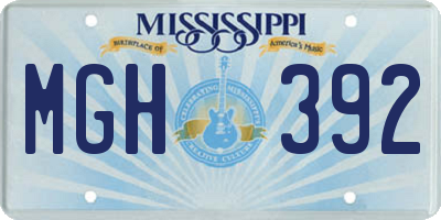 MS license plate MGH392