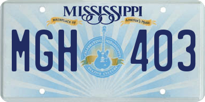 MS license plate MGH403